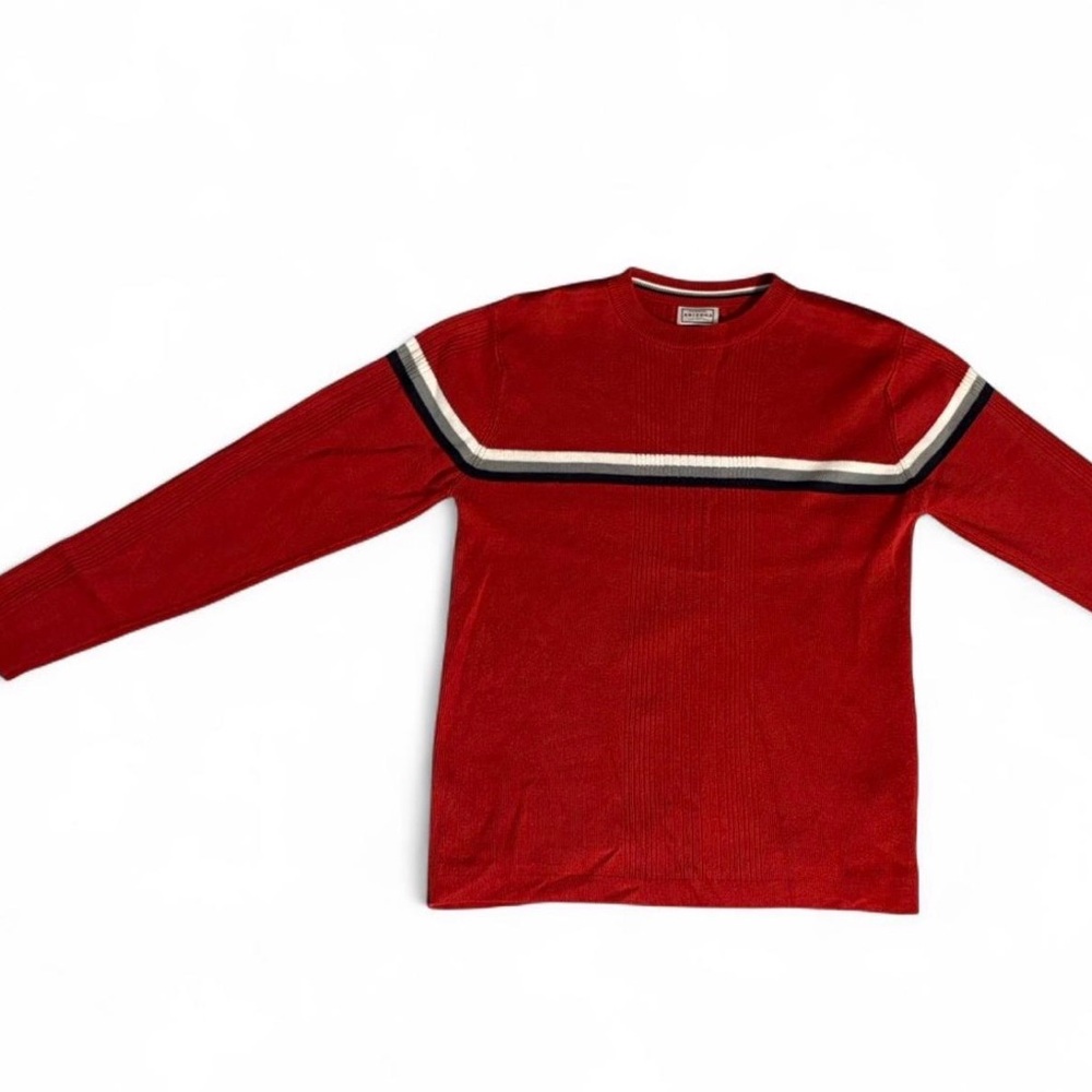 Arizona Jean Company Red Crewneck Sweater with Stripe Accent